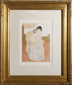 After Mary Cassatt, Maternal Caress, Color Etching on Arches Paper