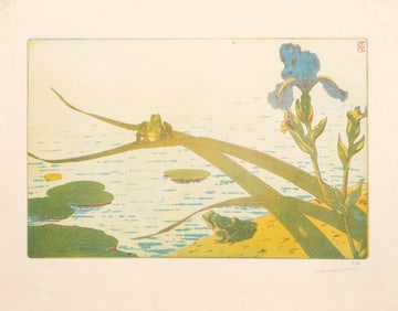 Charles-Louis Houdard, Grenouilles (Frogs), Color aquatint on simili-japon paper