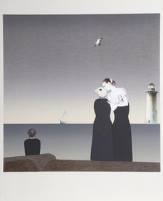 Judith Bledsoe, Peter Grimes (Will Barnet Print with Collage), Lithograph with Paper Collage