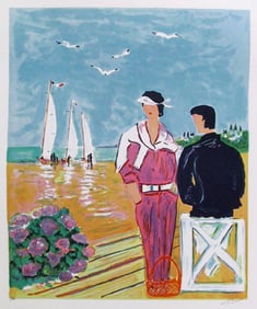 Jean Claude Picot, Couple at Deauville, Lithograph