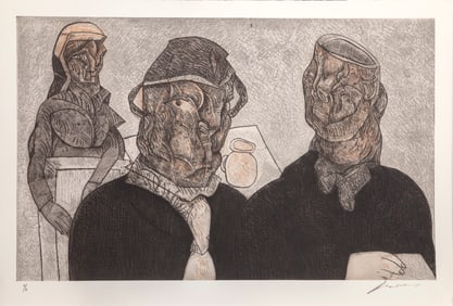 Jose Luis Cuevas, Juan Valle Alvarado Confesar para Maria Burga, Aquatint Etching