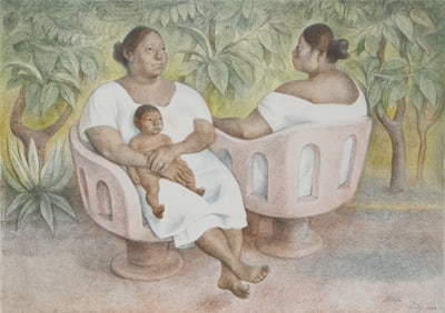 Francisco Zuniga, Yucatecas en la Parque, Lithograph