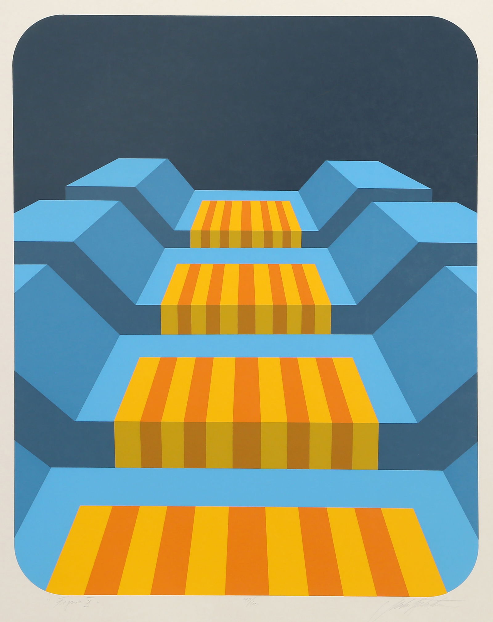 Marko Spalatin, Figure X, Screenprint: Artist: Marko Spalatin, Croatian/American (1945 - ) Title: Figure X Year: circa 1970 Medium: Screenprint, signed, titled and numbered in pencil Edition: 47/60 Image Size: 25 x 20 inches Size: 30.5 x 2