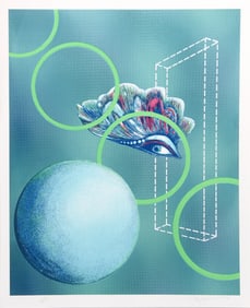 Rita Simon (aka Atirnomis), Reflected Landscape (Blue Moon), Screenprint