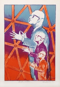 Richard Seyffert, Portrait of Buckminster Fuller, Lithograph