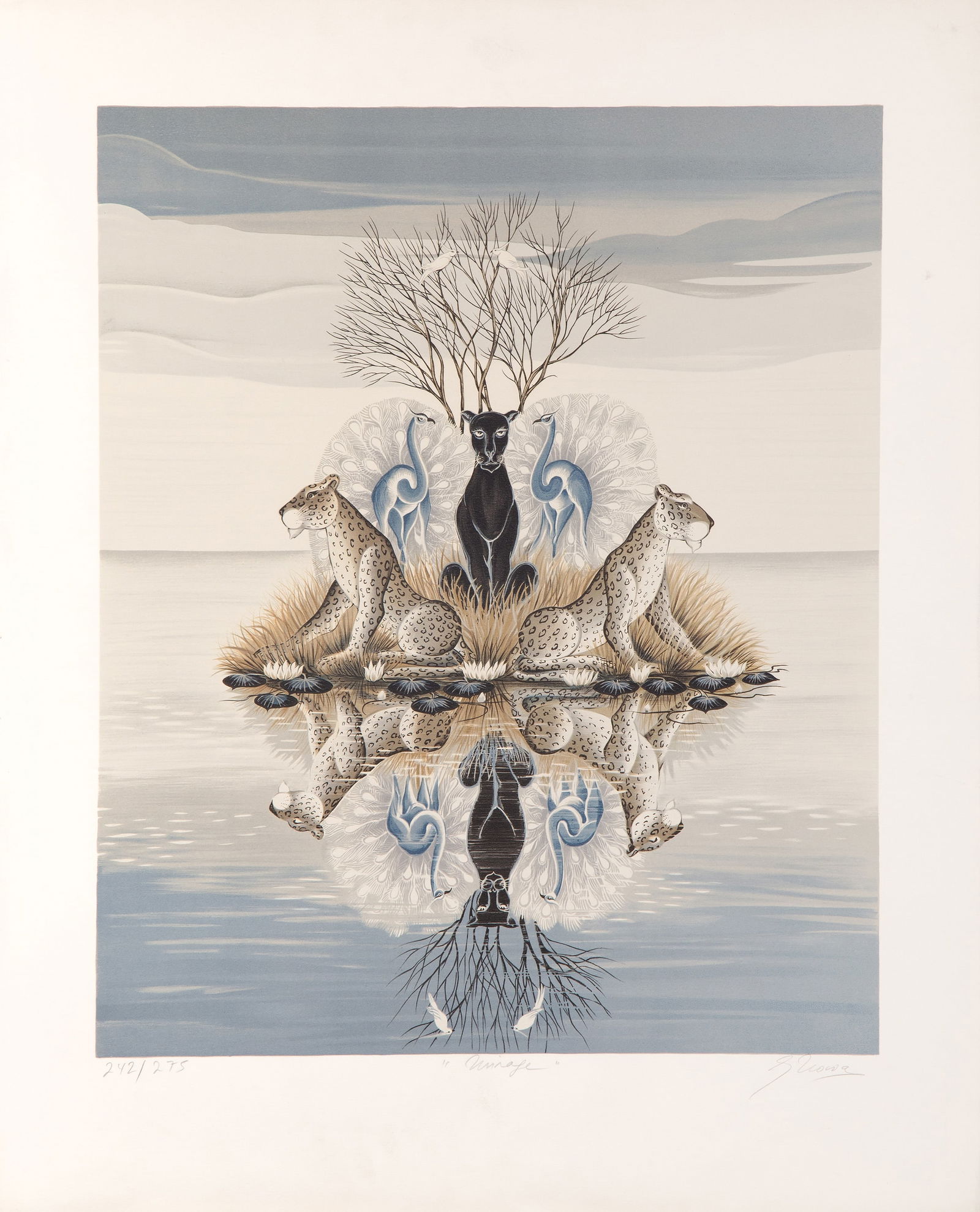 Gustavo Novoa, Mirage, Lithograph on Arches: Artist: Gustavo Novoa, Chilean (1941 - ) Title: Mirage Medium: Lithograph on Arches, signed, numbered and titled in pencil Edition: 242/275 Image Size: 24 x 19.5 inches Size: 31 x 24.75 in. (78.74 x 6