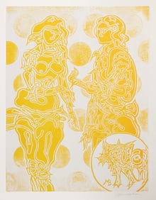 Martin Barooshian, La Danse (Yellow), Etching and Aquatint on Arches