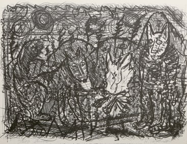 Roy De Forest, Dogs at Campfire, Lithograph on Arches