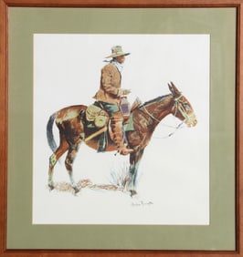 After Frederic Remington, Cowboy on Horse, Offset Lithograph