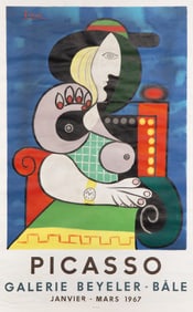 Pablo Picasso, Galerie Beyeler-Bale (Femme a La Montre), Lithograph Poster