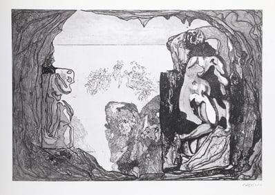 Jorge Castillo, Nude in Cave from the Omaggio a Michelangelo Portfolio, Offset Lithograph