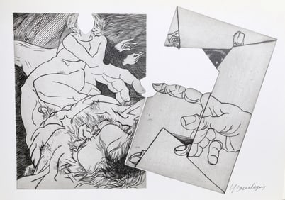 Jean-Robert Ipousteguy, Erotic Composition with Envelope, Offset Lithograph