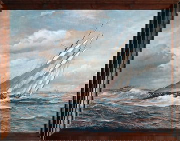 Johannes Holst, Sailboat in Wind, Offset Print on Canvas