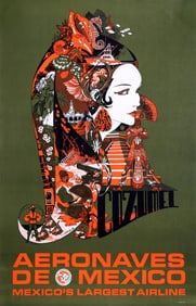 Bob Bride, Aeronaves de Mexico - Cozumel, Travel Poster