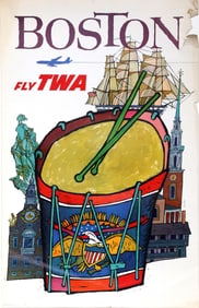 David Klein, Fly TWA - Boston, Travel Poster