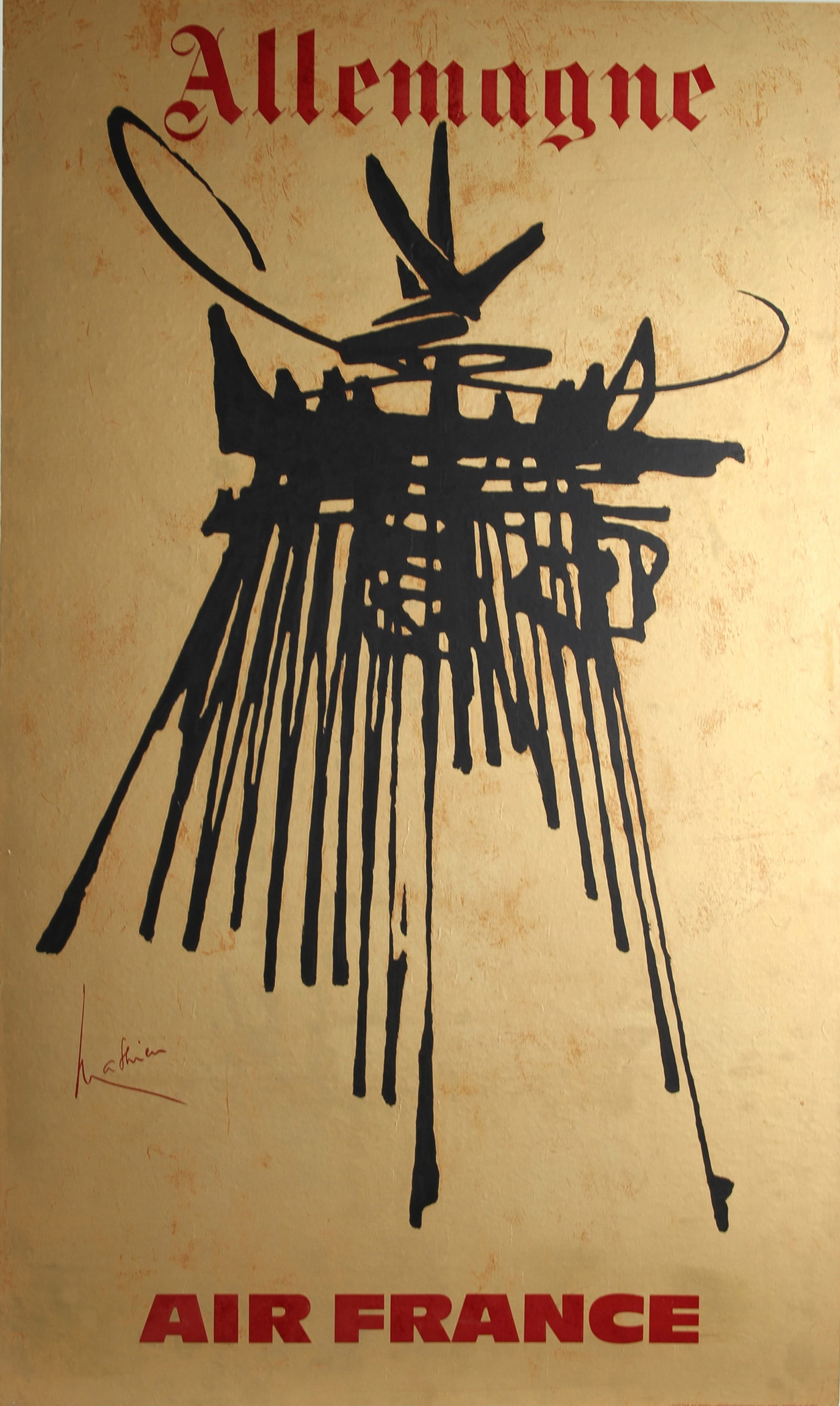 Georges Mathieu, Allemagne, Poster mounted to Board: Artist: Georges Mathieu, French (1921 - 2012) Title: Allemagne Year: circa 1968 Medium: Poster mounted to Board Size: 38.5 in. x 23 in. (97.79 cm x 58.42 cm)