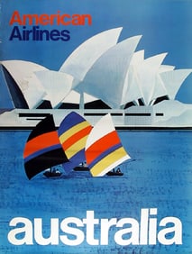 Travel Poster, American Airlines - Australia (Sydney Opera House), Travel Poster
