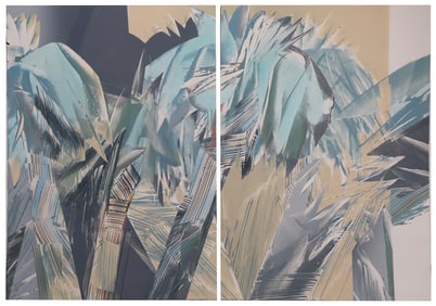 Robert Boreman, Abstract Diptych, Set of Two Monoprint Lithographs on Arches