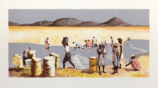 Dorothy Dell Dennison, Picking Salt, Lithograph