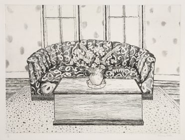Susanna Heller, Patterned Sofa, Etching on Arches