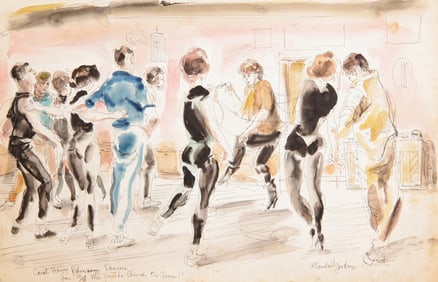 Marshall Goodman, Carol Haney Rehearsing, Watercolor on Paper
