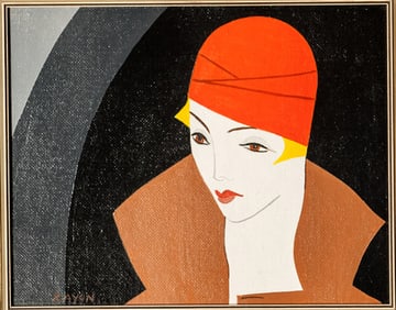 Seymour Zayon, Woman in Red Cap, Oil on Canvas