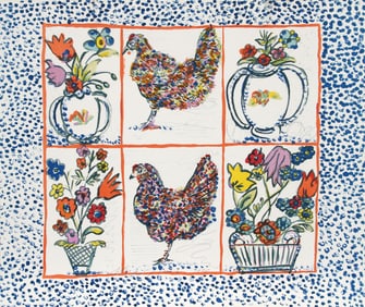 Margaret Israel, Chickens, Lithograph