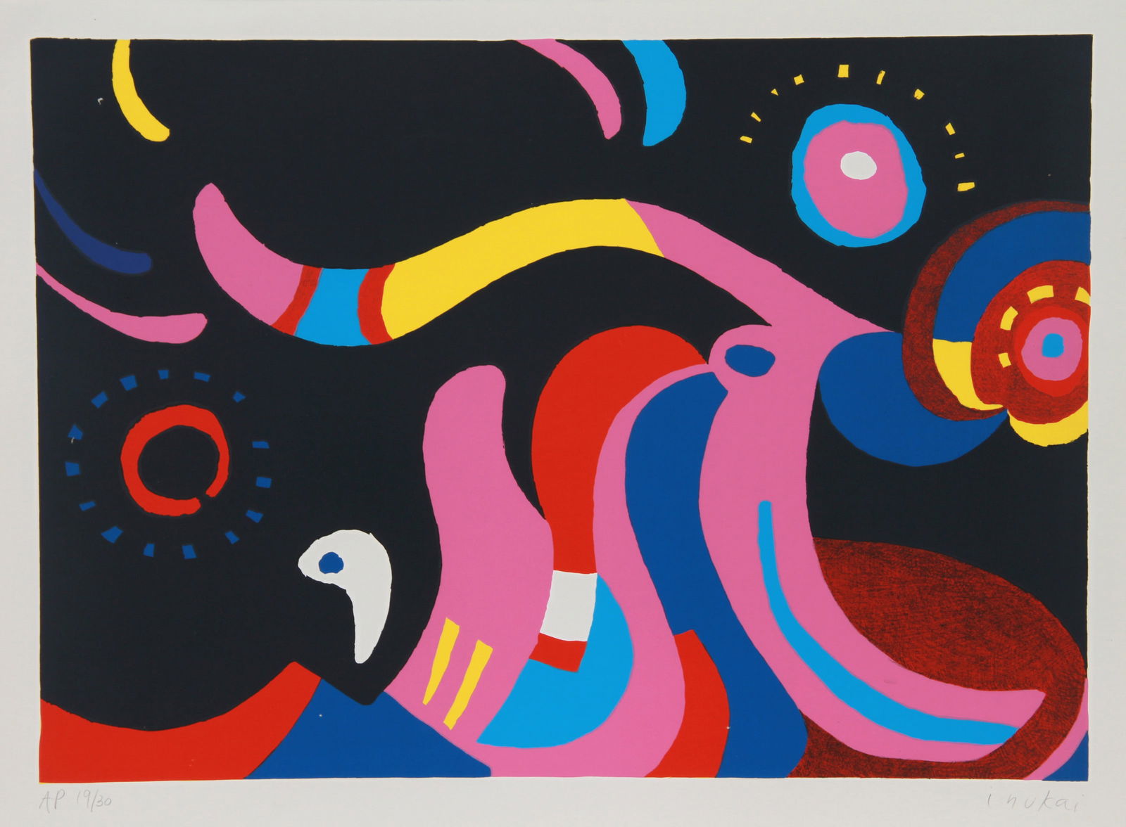 Kyohei Inukai (aka Earle Goodenow), Flamboyant, Screenprint: Artist: Kyohei Inukai (aka Earle Goodenow), American (1913 - 1985) Title: Flamboyant Year: 1979 Medium: Screenprint, Signed and numbered in pencil Edition: 200, AP 30 Image Size: 20 x 28 inches Size: