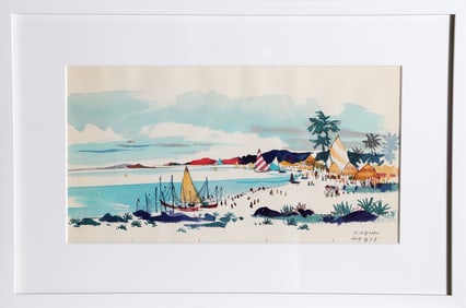 Dong Kingman, Acapulco Beach Scene I, Watercolor