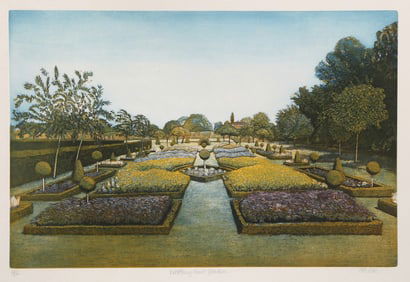 Frances St Clair Miller, Westbury Court Garden, Etching on TH Saunders