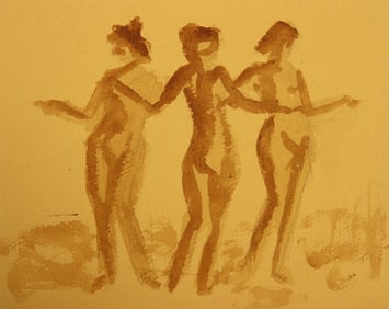 Laurent Marcel Salinas, Three Graces, Watercolor on Paper