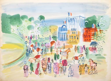Charles Cobelle, Sunny Day In The Park, Watercolor and acrylic on paper