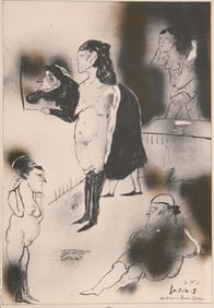 Jose Luis Cuevas, Dedicado a Ramon Xiran, Lithograph on Arches