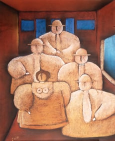 Jose Assardo, Family Portrait, Pastel on Paper