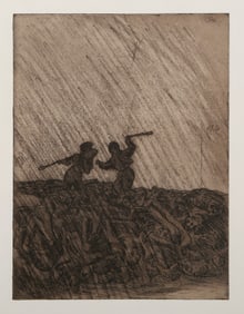 Robert Morris, Two Men with Sticks, Etching with Aquatint on Arches