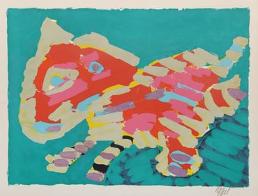 Karel Appel, Luminous Cat, Lithograph on Japon