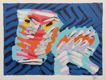 Karel Appel, Sad Cat, Lithograph on Japon