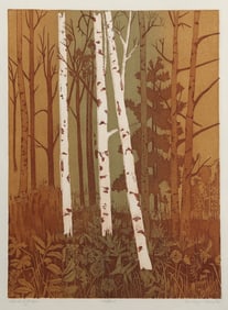 Roslyn Rose, Stand of Aspen, Etching