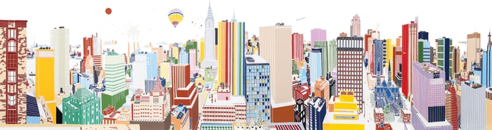 Mori Shizume, New York Skyline, Six Screenprint Set