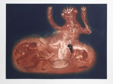 Ivan Valtchev, Navajo Raincall Dancer, Etching