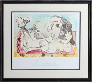 After Pablo Picasso, Femme Couchee a L'Oiseau, Lithograph