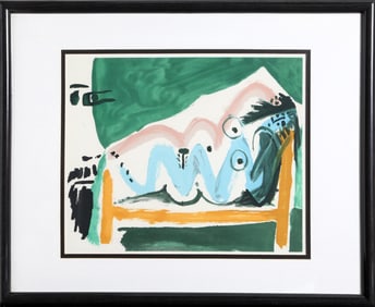 After Pablo Picasso, Ne Allongee et Tete d'Homme de Profil, Lithograph