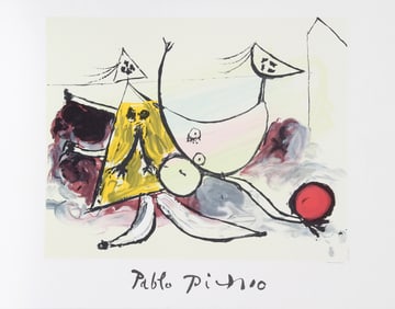 After Pablo Picasso, Femme sur la Plage Jouant au Balloon, Lithograph