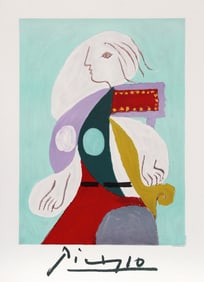 After Pablo Picasso, Femme a la Robe Multicolore, Lithograph
