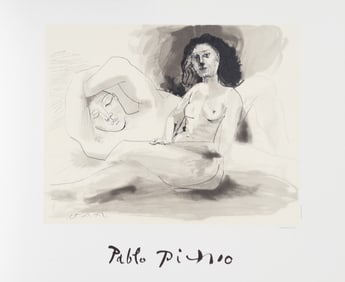 After Pablo Picasso, Homme Couchee et Femme Assise, Lithograph