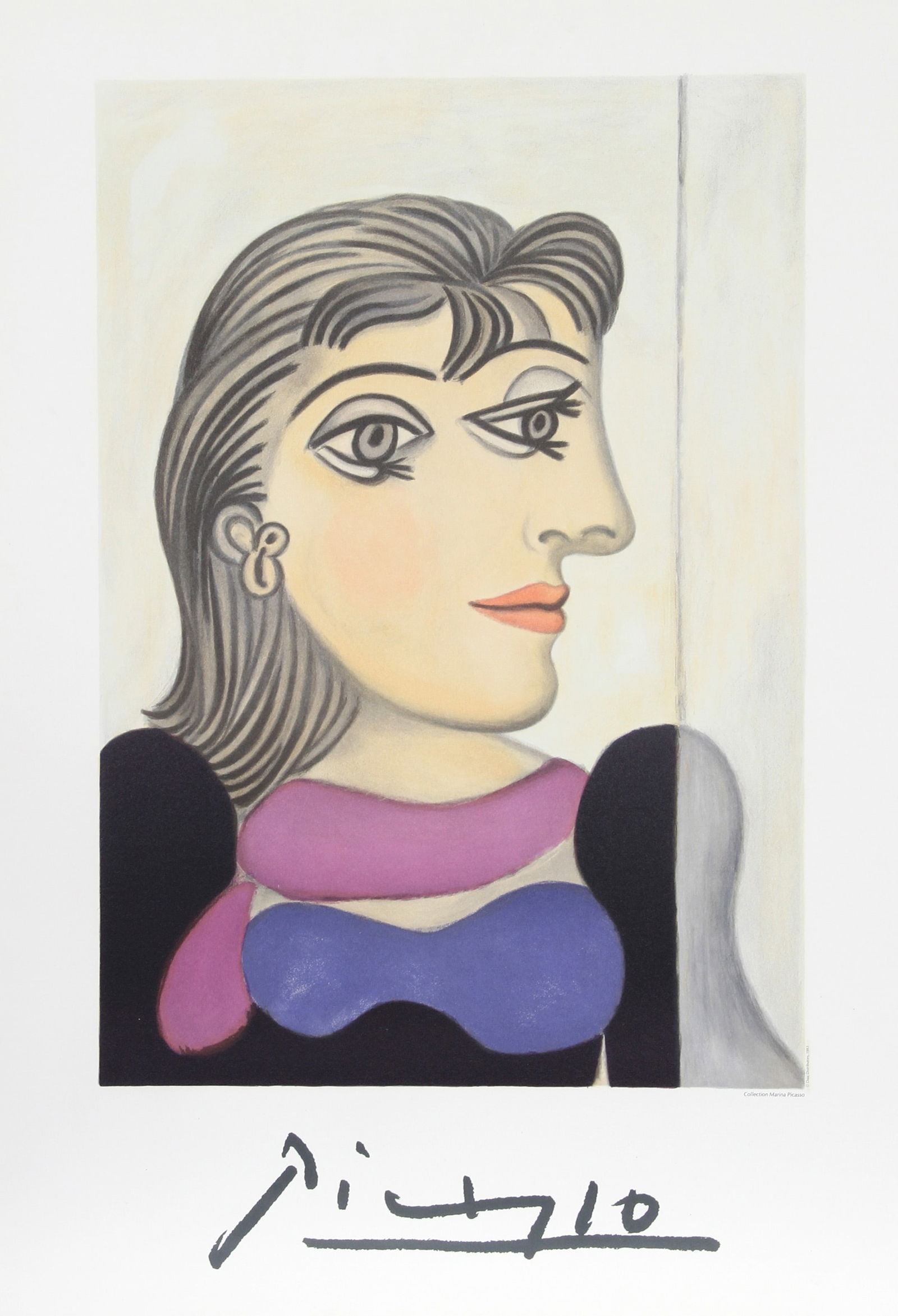 Pablo Picasso, Portrait Au Cou Bleu, Lithograph