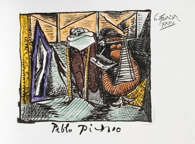 After Pablo Picasso, Femme Dessinant, Femme Assoupie, Lithograph