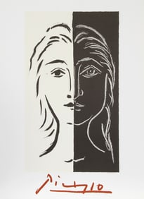 After Pablo Picasso, Portrait en Deux Parties Noire et Blanche, Lithograph