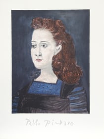 After Pablo Picasso, Femme a la Collerette Bleue, Lithograph
