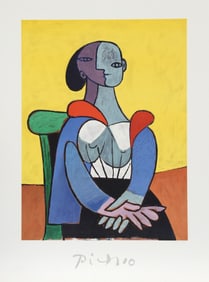 After Pablo Picasso, Femme a la Chaise sur Fond Jaune, Lithograph